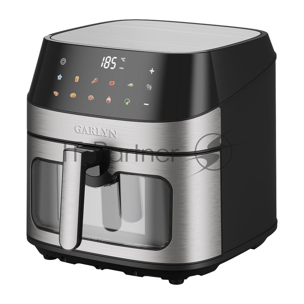 Аэрогриль Garlyn AG-1000 серебристый/черный, 2200 Вт, 8 л, сенсор, 10 программ
