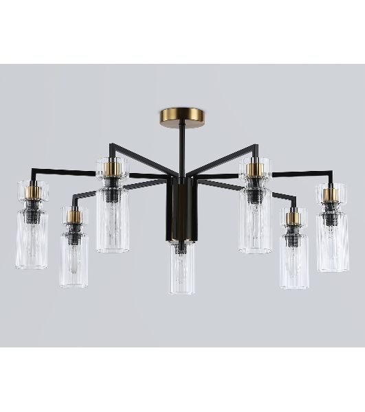 Люстра Ambrella light LH56115/7 BK/BS/CL черный/латунь/прозрачный E14*7 max 40W D705*350