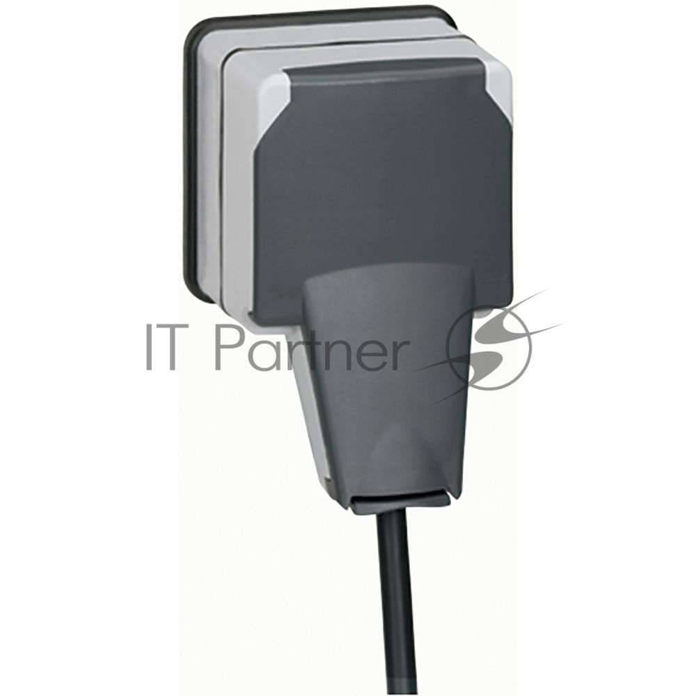 Plexo Серый Розетка с/з с крышкой с системой "lock 66" накладная (в сборе) IP66 | 090465 | Legrand