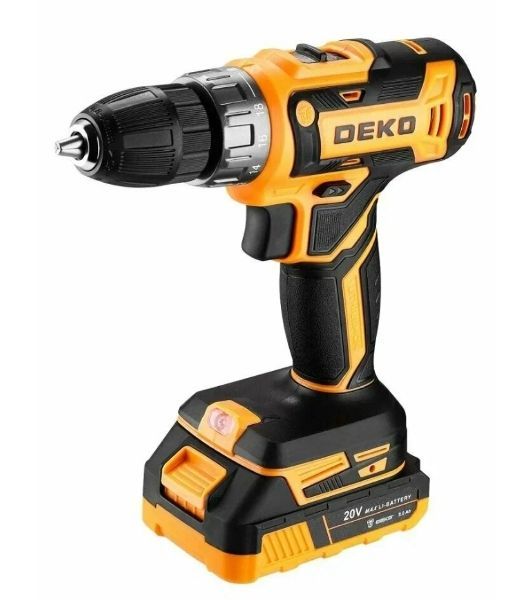 Дрель-шуруповерт Deko DKCD20V, 20 В, 3 Ач, 42 Нм, щеточный