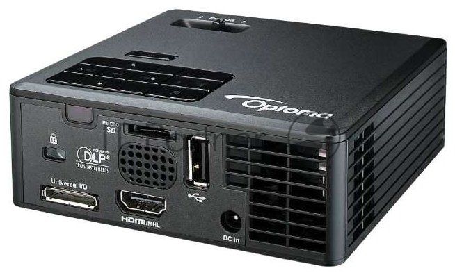 Проектор Optoma ML750e (DLP, LED, WXGA 1280x800, 700Lm, 15000:1, HDMI, USB, MHL, MicroSD, 1x1W speaker, 3D Ready, led 20000hrs, черный, 0.38kg)