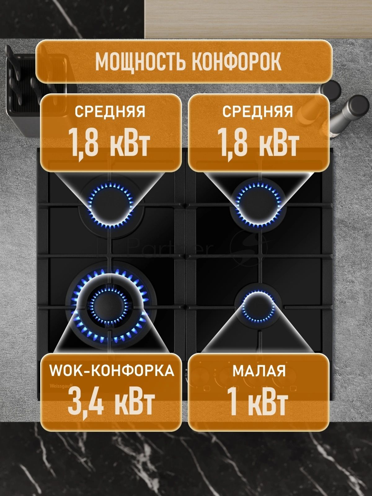 Газовая варочная поверхность Weissgauff HGG 641 BGh Edition черный