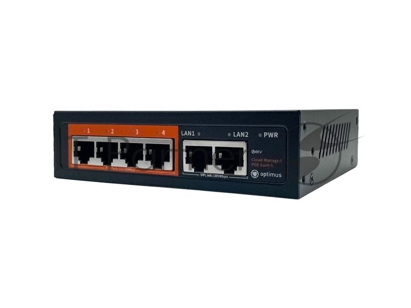 Коммутатор Optimus U1IC-4F/2F, 4×100 Мбит/с PoE+ + 2×100 Мбит/с Uplink, настраиваемый