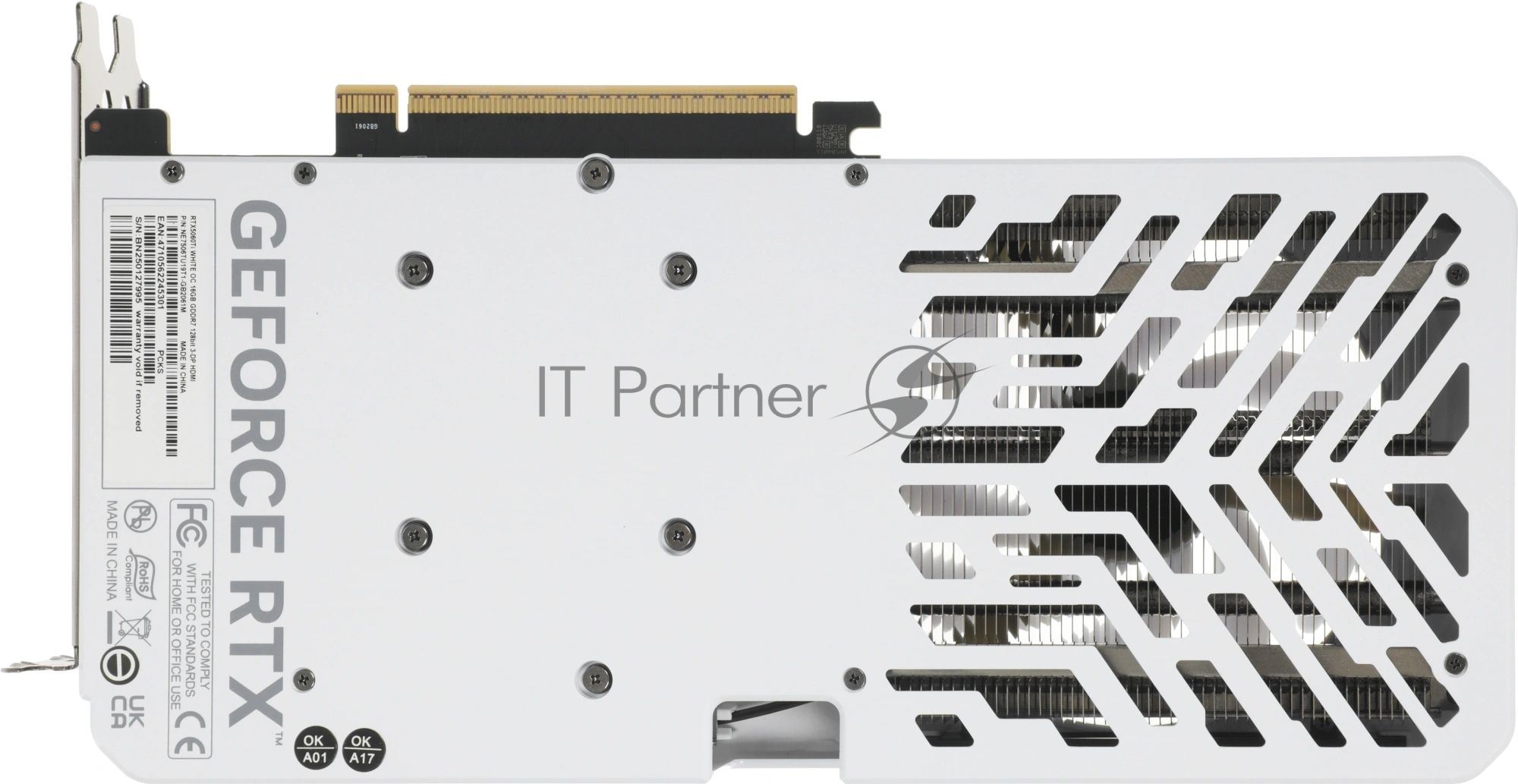 Видеокарта Palit GeForce RTX 5060 Ti WHITE OC, 16 GB GDDR7, 128 bit, 3xDisplayPort, HDMI, GPU 2407 MHz