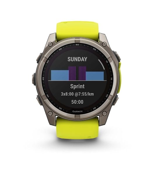 Умные часы Garmin Fenix 8 Solar Sapphire, 1.6" AMOLED, Wi-Fi, Bluetooth, NFC, 100м, серый / желтый