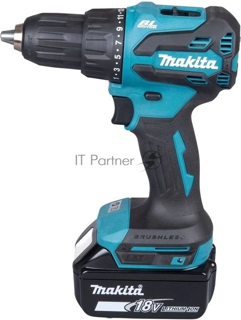 Дрель-шуруповерт Makita DHP490F003, 18 В, 3 Ач, 50 Нм, бесщеточный, ударный