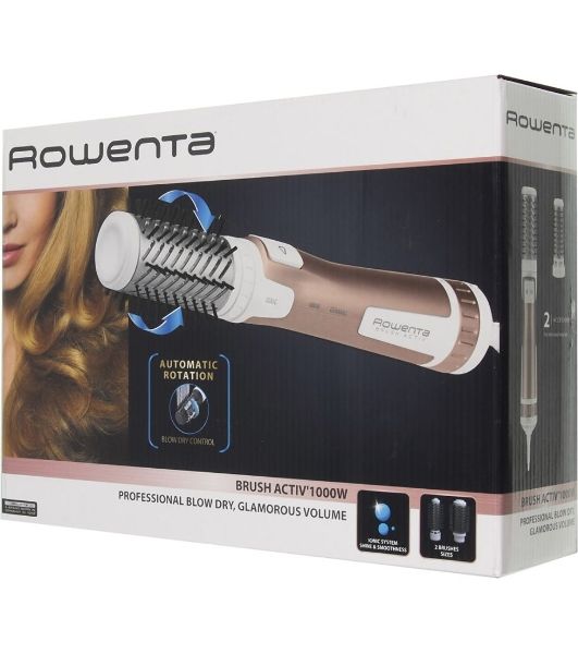 Фен-щетка Rowenta Brush Activ Compact CF9520F0 белый/золотой, 1000 Вт, ионизация, 40/50 мм