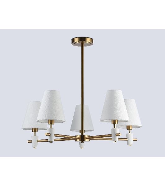 Люстра Ambrella light LH75044/5 BS/WH латунь/белый E14*5 max 40W D700*580