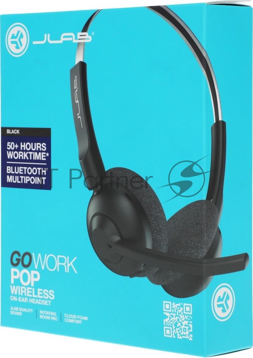 Гарнитура JLab GO Work Pop Wireless Headphones чёрный, беспроводная, Bluetooth, до 50 ч