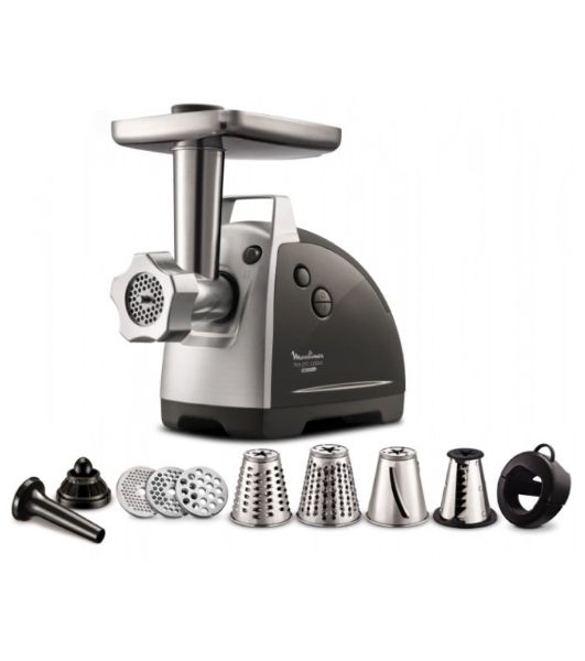 Мясорубка электрическая Moulinex ME688832 черный, 2200 Вт, 4.5 кг/мин, реверс, насадки - 6
