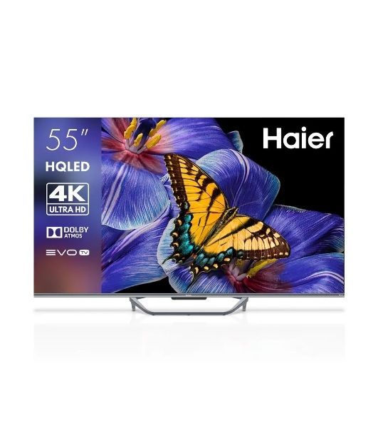 Телевизор Haier 55" DH1VMZD01RU серый QLED 4K UHD 60Hz Smart TV Android TV 2GB/16GB