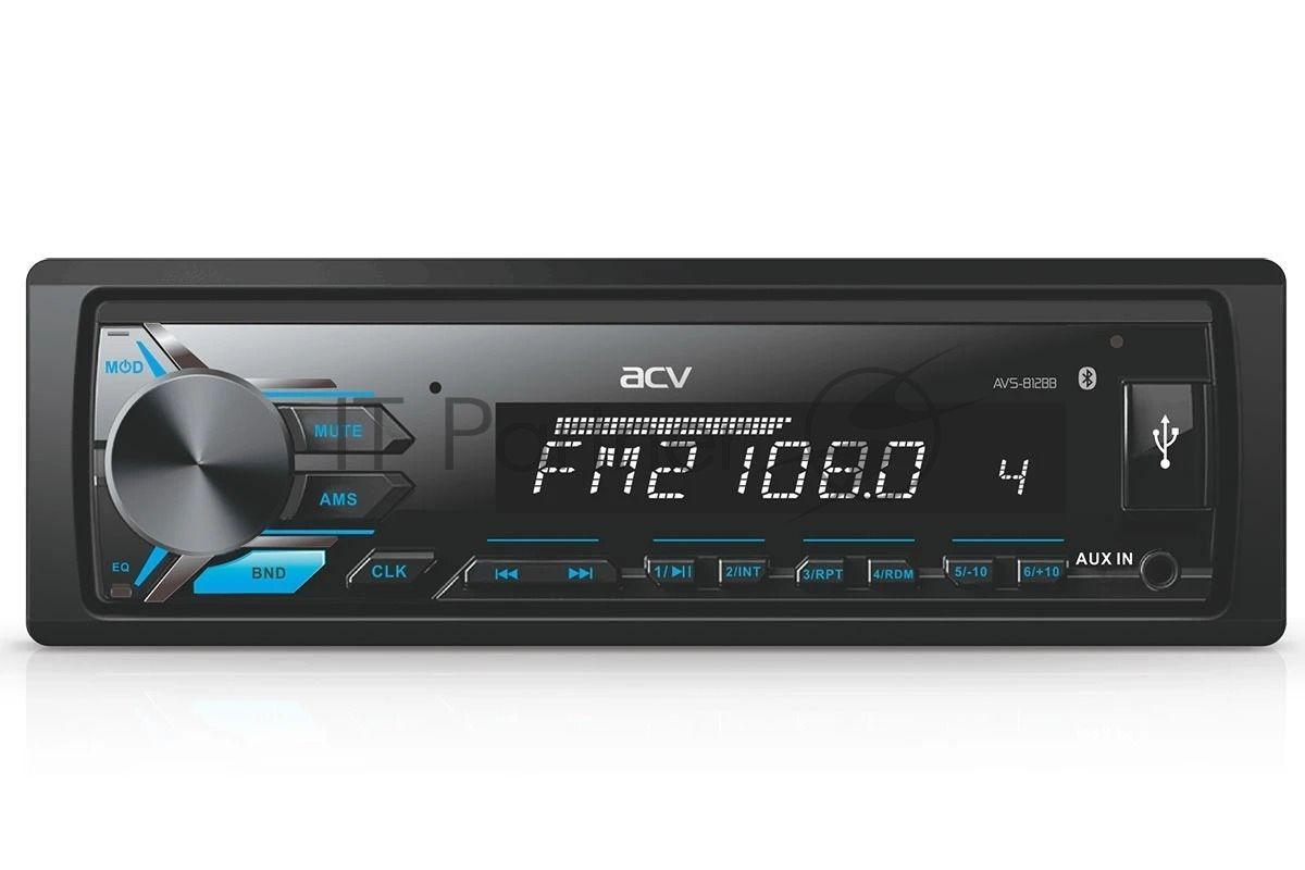 Автомагнитола ACV AVS-812BW, 1 DIN, Bluetooth, USB Type-A, AUX