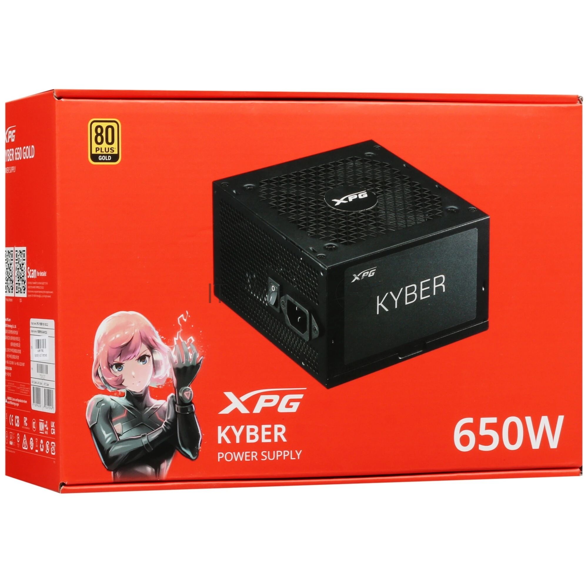 Блок питания ADATA XPG KYBER 650, 650Вт, 80+ Gold, 120мм, немодульный, черный