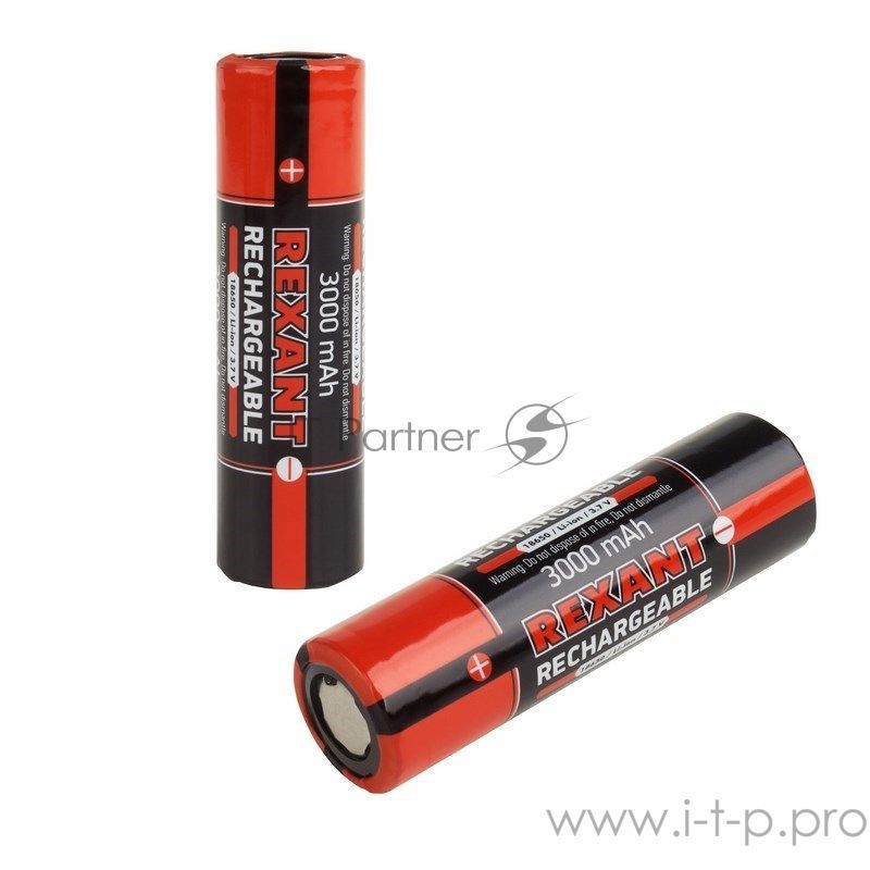 Аккумулятор Rexant 18650 unprotected Li-ion 3000 mAh 3.7 В