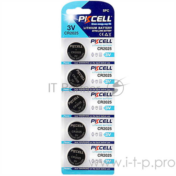 Литиевый элемент питания PKCELL CR2025-5B тип - CR2025 5 шт в блистере