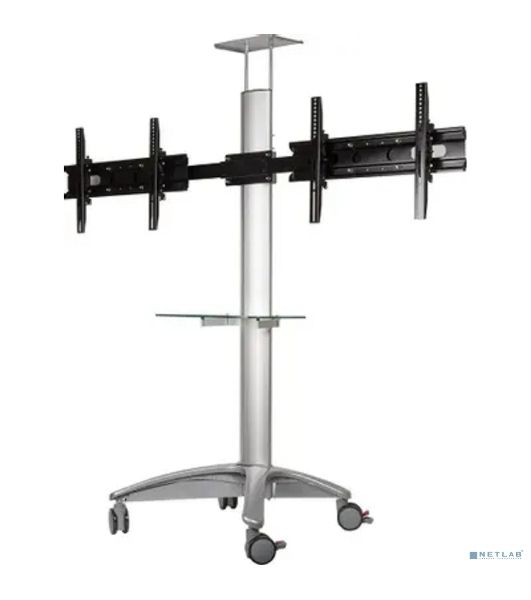 Arm media PT-STAND-15 (состоит из 2-х частей) black 1 шт/уп. Моб. стойка напол. для 2-х TV 26"-55", max 120 высота 1750мм., нак. ±15°, maxVESA 700x400