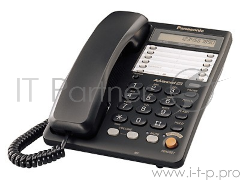 Телефон проводной Panasonic KX-TS2365RUB черный {16-зн ЖКД, однокноп.набор 20 ном., автодозвон, спикерфон }