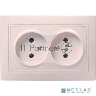 Розетка 2-м СП Кварта 10А IP20 без заземл. крем. IEK ERK23-K33-10-DM