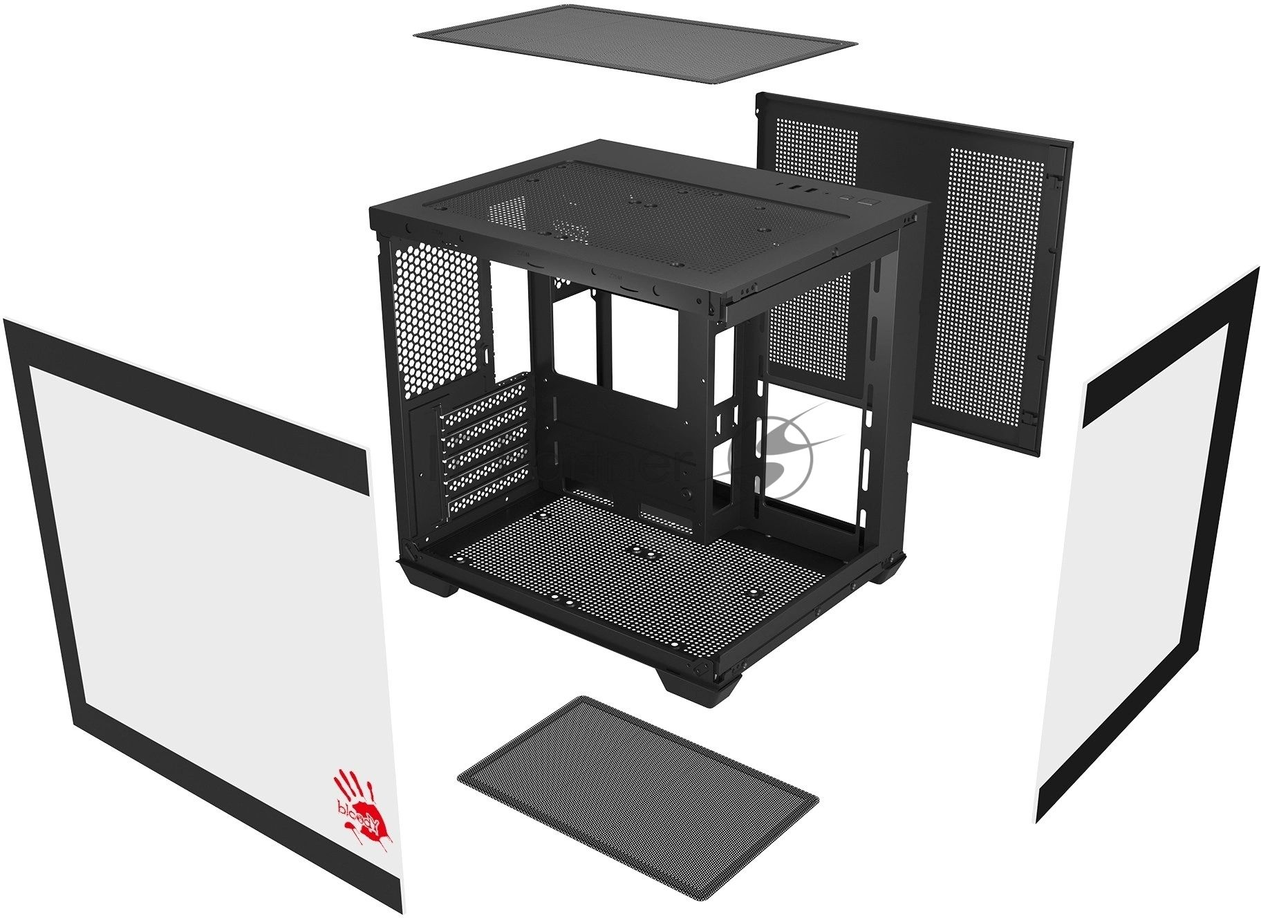 Компьютерный корпус Bloody CC-121 черный без БП mATX 7x120мм 1xUSB 2.0 1xUSB 3.0 audio
