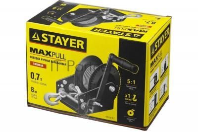 Лебедка механическая STAYER "MASTER" 43112-0.7  ручная барабанная тяговая тросовая 0.7т 8м
