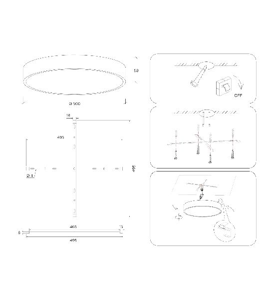 Потолочный светодиодный светильник Ambrella light FV5531 WH белый LED 60W 3000K D500*58 (Без ПДУ)