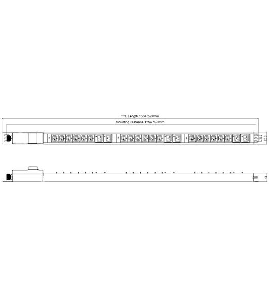 Блок распределения питания Powercom PDU-32AV24-18C3-6C9-3P верт.размещ. 18xC13 6xC19 3x32A IEC 60309 2м