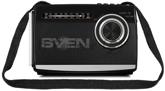 Радиоприёмник SVEN SRP-535 чёрный (3 Вт, FM/AM/SW, USB, SD/microSD, 900 мАч, 2 х D/UM, фонарь)