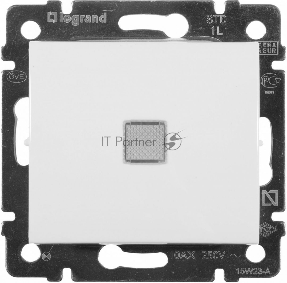 Механизм выключателя 1-кл. СП Valena 10А IP31 с зел. инд. бел. Legrand 774410