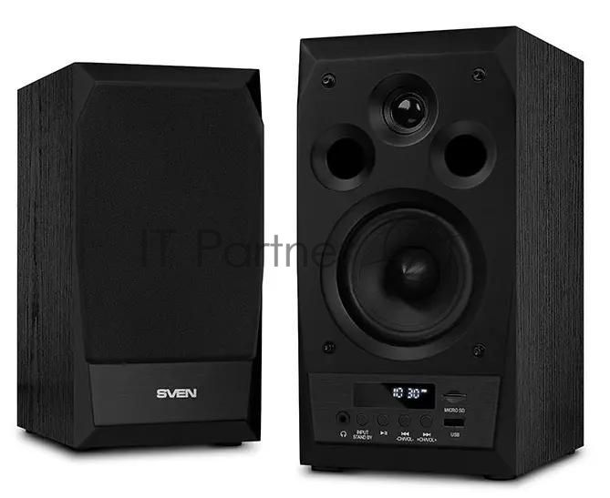 Акустическая система 2.0 SVEN MC-10, чёрный, мощность 2x25Вт (RMS), FM-тюнер, USB/microSD, дисплей, пульт ДУ, Bluetooth SVEN MC-10, чёрный, акустическая система 2.0, мощность 2x25Вт (RMS), FM-тюнер, USB/microSD, дисплей, пульт ДУ, Bluetooth