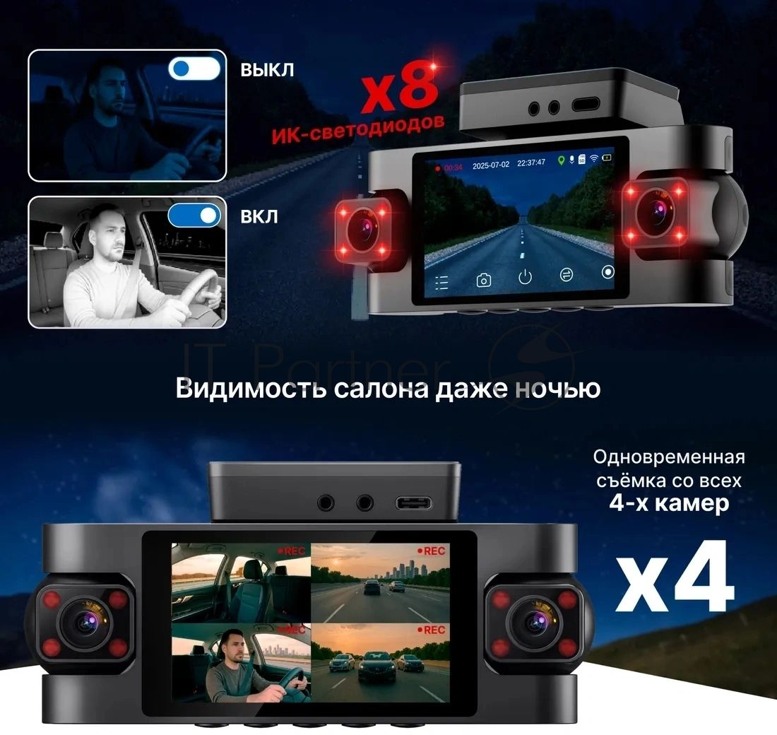 Видеорегистратор TrendVision Proof 360 GPS Ultra черный 2Mpix 2160x3840 2160p 150гр. GPS SigmaStar SSC8838G