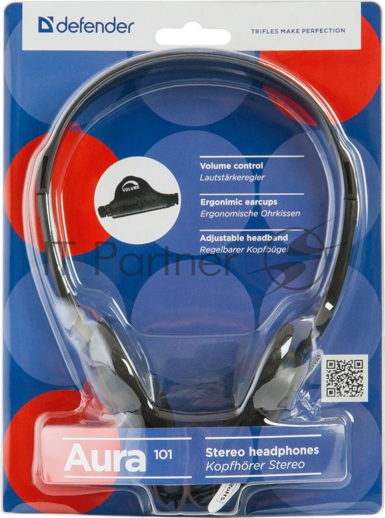 Проводные наушники Defender Aura 101 черный, накладные, Jack 3.5 мм