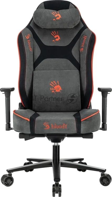 Кресло игровое A4Tech Bloody GC-680 серый/черный искусственная замша с подголов. крестов. металл