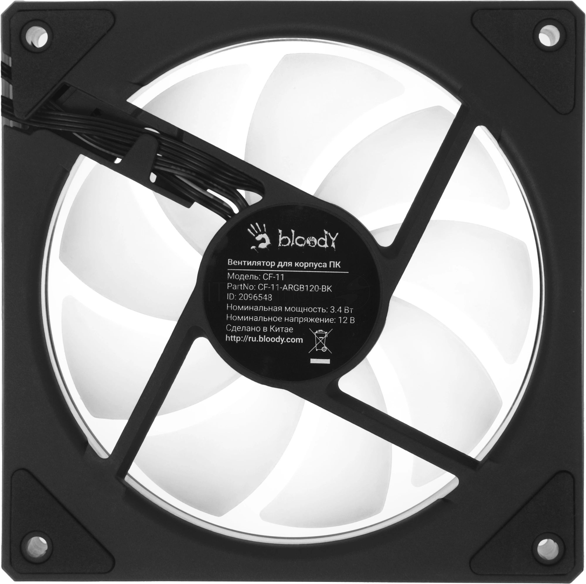 Вентилятор для корпуса Bloody CF-11 LCD ARGb 120х120x25 черный 4-pin 32дБ (упак.:1шт) (CF-11-ARGb120-BK) Ret