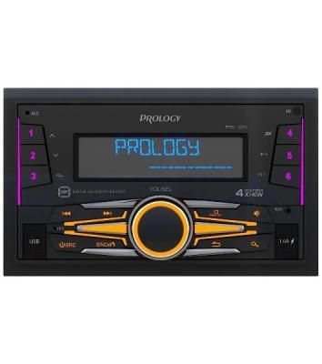 Автомагнитола Prology PRM-120, 2 DIN, Bluetooth, USB Type-A, AUX, пульт ДУ