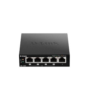 Неуправляемый коммутатор D-Link DGS-1005P/L (ревизия A1) с 5 портами 10/100/1000Base-T (4 порта PoE 802.3af/at, PoE-бюджет 60 Вт)