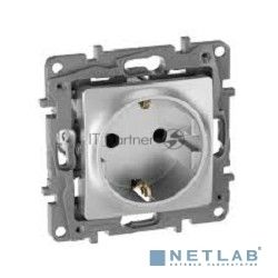 Розетка 672422 Legrand Розетка 2К+З со шторками - немецкий стандарт - винтовые зажимы - 16 А - 250 В - Etika - алюминий