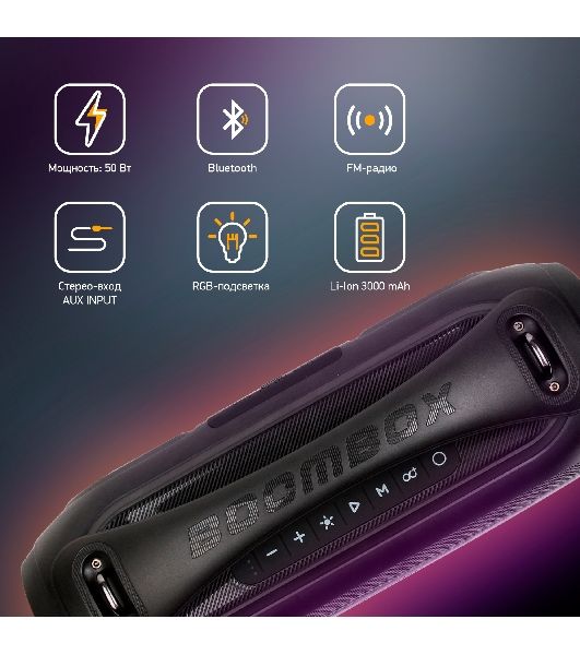 Колонка портативная Digma D-PS1530 черный/черный 50W 2.1 BT 10м 3000mAh