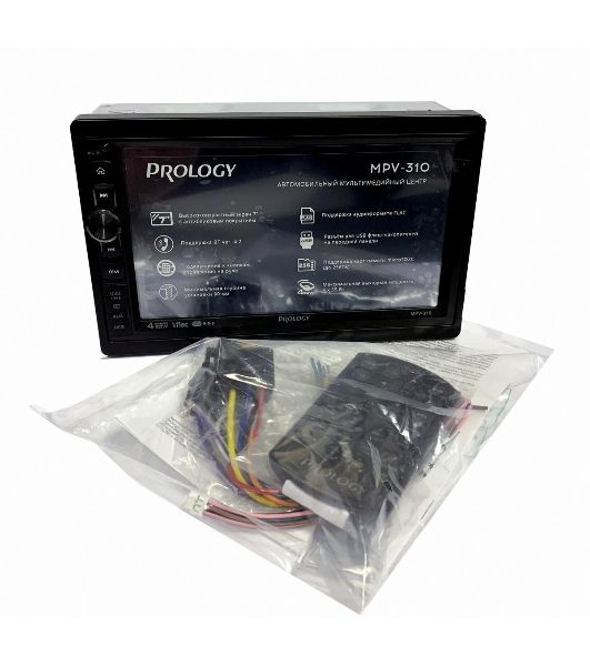 Автомагнитола Prology MPV-310, 2 DIN, 7", Bluetooth, USB Type-A, AUX, пульт ДУ