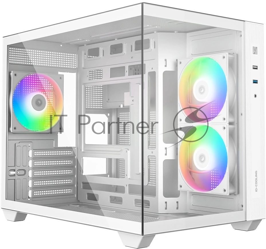 Корпус Case ID-Cooling VIEW 500 ARGB White mATX/win TG/3 fans/Gen2 Type C/CPU 162mm/GPU 407mm/no PSU