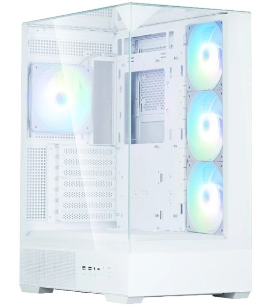 Компьютерный корпус ZALMAN P40 Prism Plus, ATX, белый, WINDOW, 3xCombo (3.5'' or 2.5"), 1xUSB TYPE-C, 2xUSB 3.0, SIDE 3x120мм ARGb, REAR 1x120мм ARGb