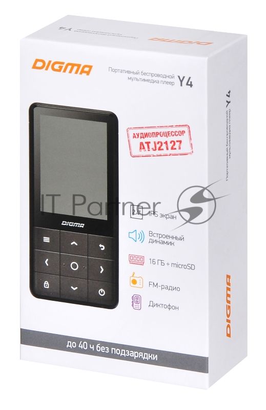 Плеер Hi-Fi Flash Digma Y4 BT 16Gb черный/2.4"/FM/microSDHC
