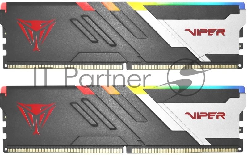 Оперативная память Patriot Memory Viper Venom, DDR5, 64GB (2x32GB), 6000 MHz, CL30, DIMM, с радиаторами, RGB, серебристый/черный