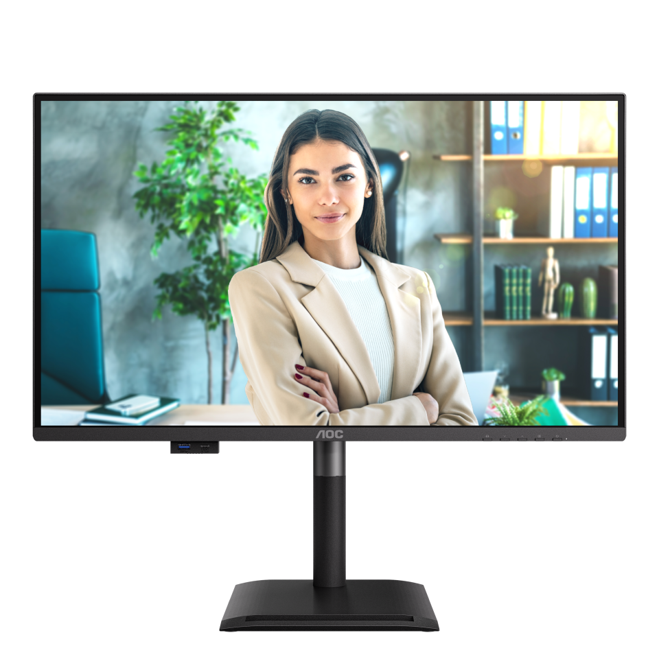Монитор 27" AOC Q27P4U IPS 2560x1440, 120 Гц, 4 мс, 16:9, 350 кд/м², 2xHDMI 2.0, DP 1.2, USB-C (15 Вт PD), USB Hub (3x USB-A), 3.5 Jack, динамики (2x2 Вт), HDR10, Adaptive-Sync, черный