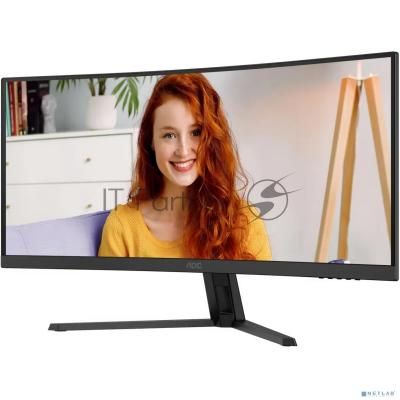 Монитор 34" AOC CU34B3E VA 3440x1440, 120 Гц, 4 мс, 21:9, 300 кд/м², HDMI, DisplayPort, изогнутый экран, HDR, Flicker Free, Low Blue Light, черный
