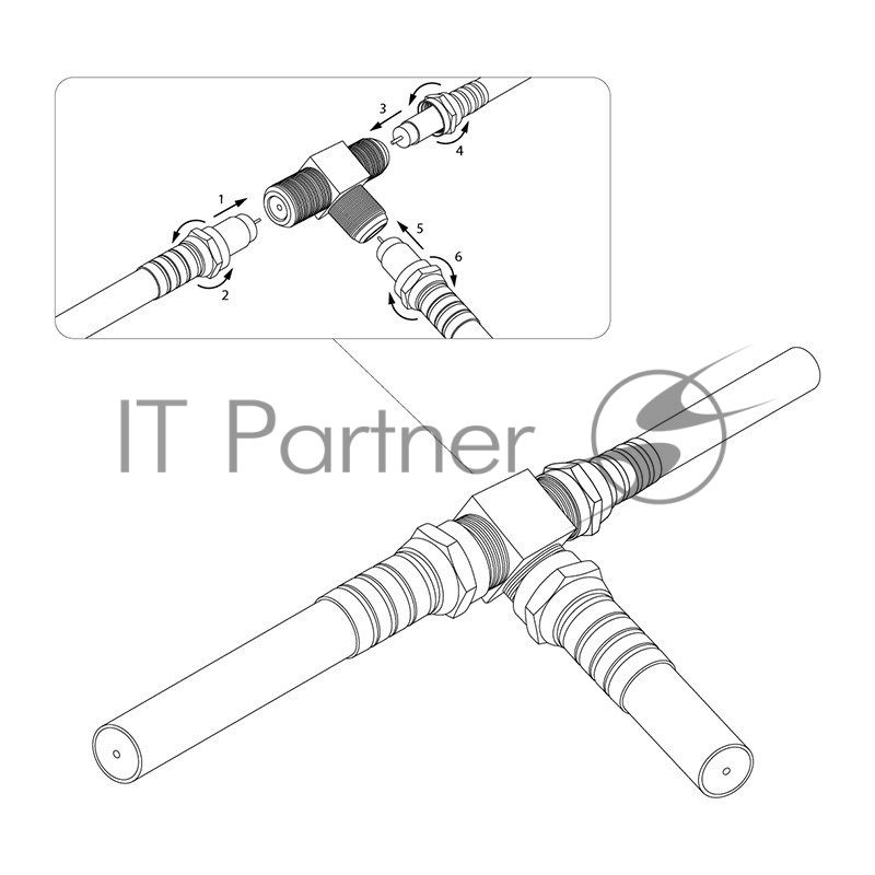 Переход соединитель PROconnect x3 гнезда F (F-тройник)