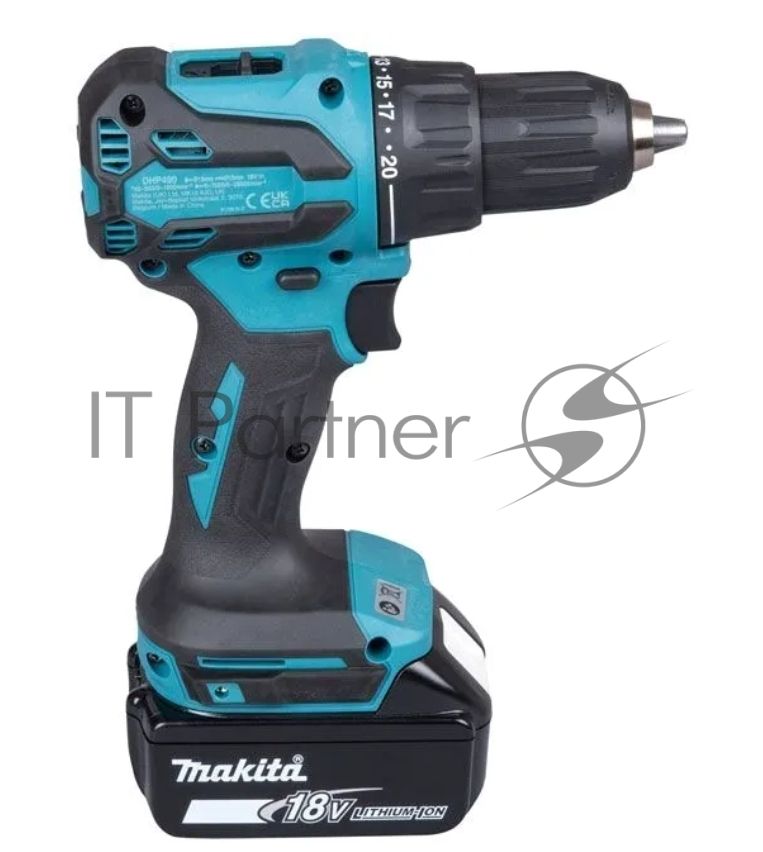 Дрель-шуруповерт Makita DHP490F005, 18 В, 3 Ач, 50 Нм, бесщеточный, ударный