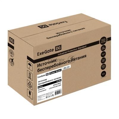ИБП ExeGate Power Smart LB-600.LCD.AVR.2SH.USB (600VA/360W, LCD, AVR, 2*EU/Тип F(Schuko), USB, батарея 12V 7.2Ah, Black)