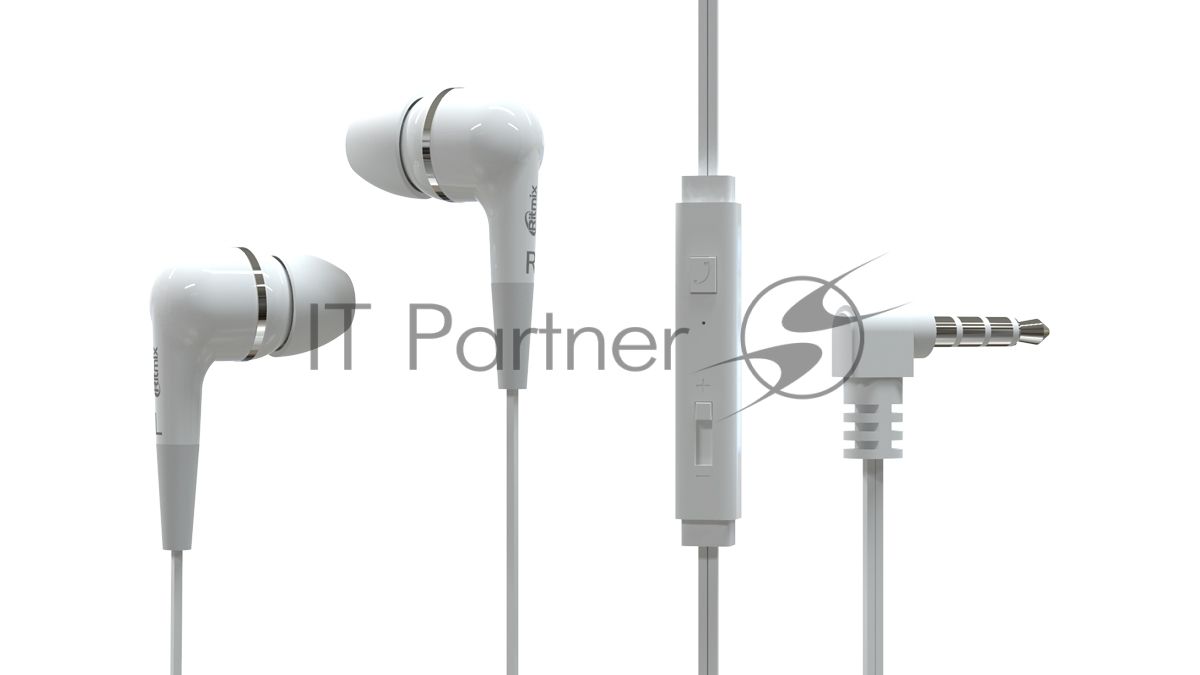 Проводные наушники Ritmix RH-112M белый, вкладыши, Jack 3.5 мм, микрофон на кабеле