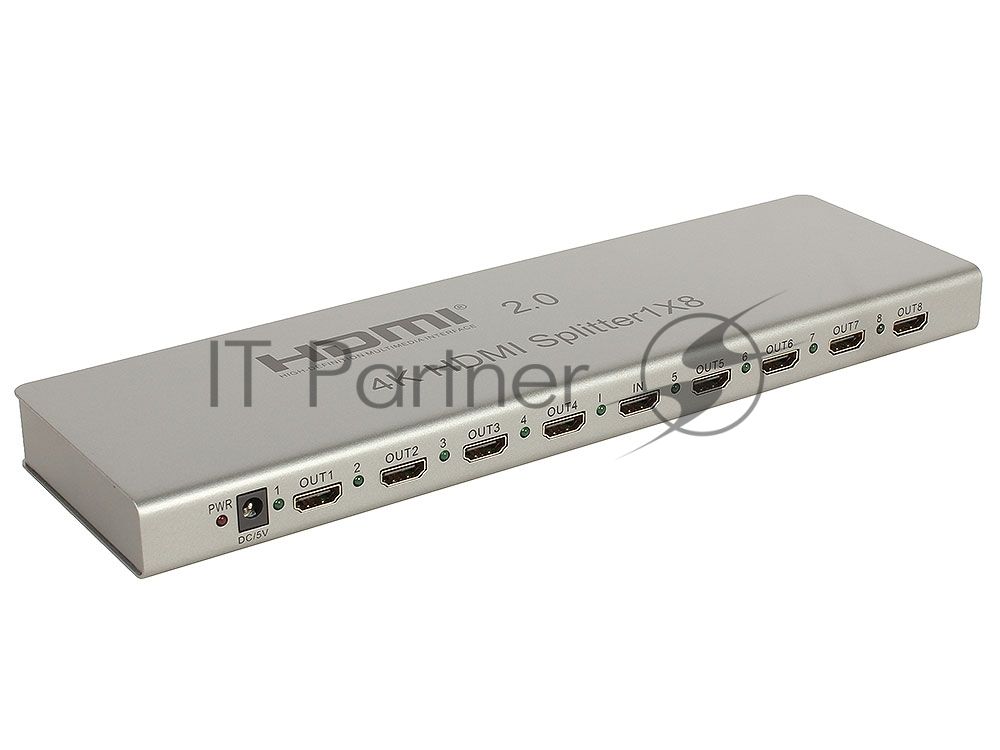 Разветвитель Orient HSP0108H-2.0, HDMI 4K Splitter 1->8, HDMI 2.0/3D, UHDTV 4K/ 60Hz (3840x2160)/HDTV1080p, HDCP2.2, EDID управление, RS232 порт, IR в
