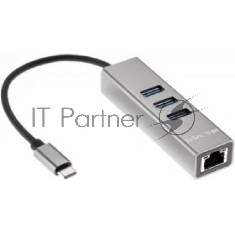 Переходник Telecom USB 3.1 Type-C -->RJ-45 1000Mbps +3 USB3.0, Aluminum Shell, 0.2м Telecom TA311C
